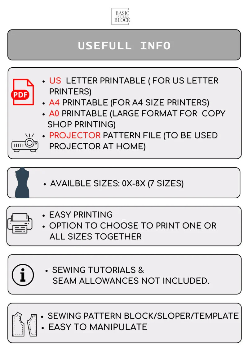 Plus Size Sewing Pattern Block Set | Bodice, Sleeves, Skirt & Pants - Image 10