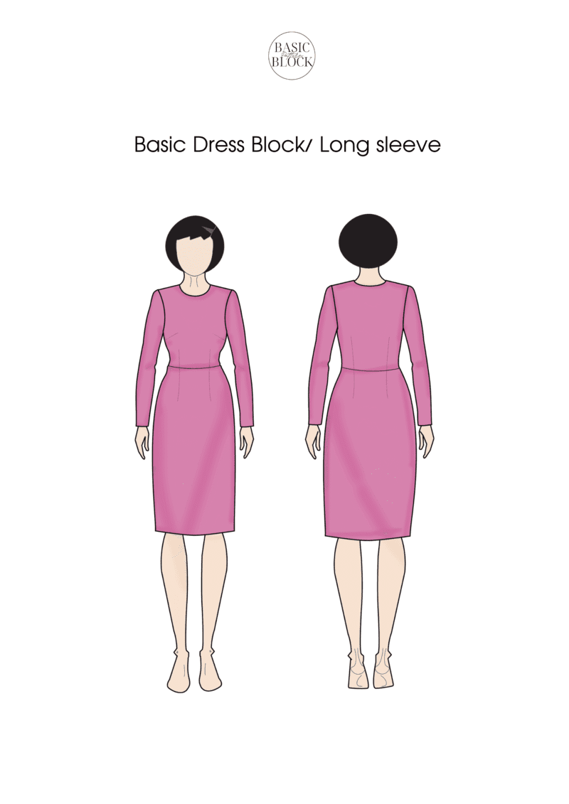Longsleeve Midi Length Dress Sewing Pattern Block | XS- 6XL | Woven - Basic Pattern Block