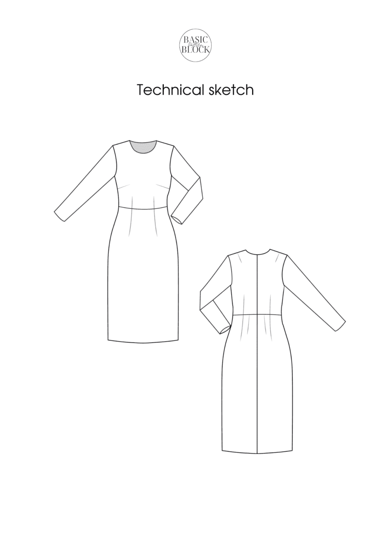 Longsleeve Midi Length Dress Sewing Pattern Block | XS- 6XL | Woven - Basic Pattern Block