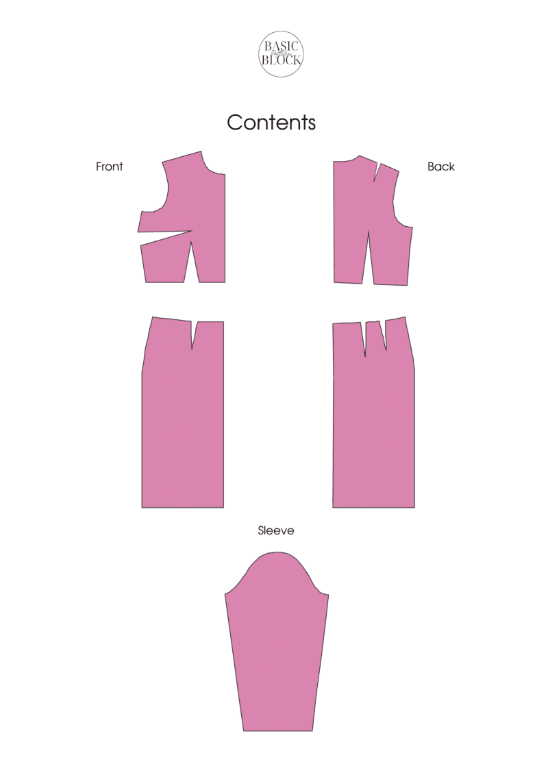 Longsleeve Midi Length Dress Sewing Pattern Block | XS- 6XL | Woven - Basic Pattern Block