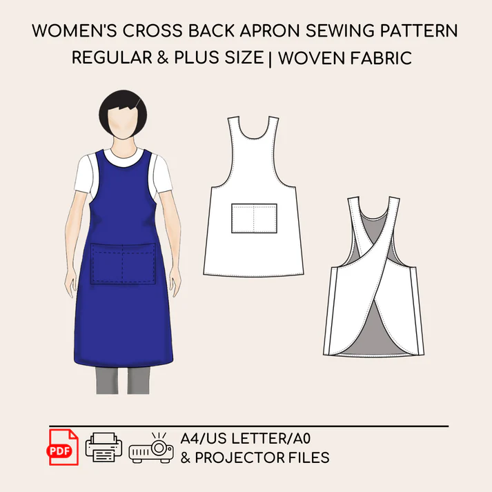 Versatile Cross-Back Apron PDF Sewing Pattern | All Sizes