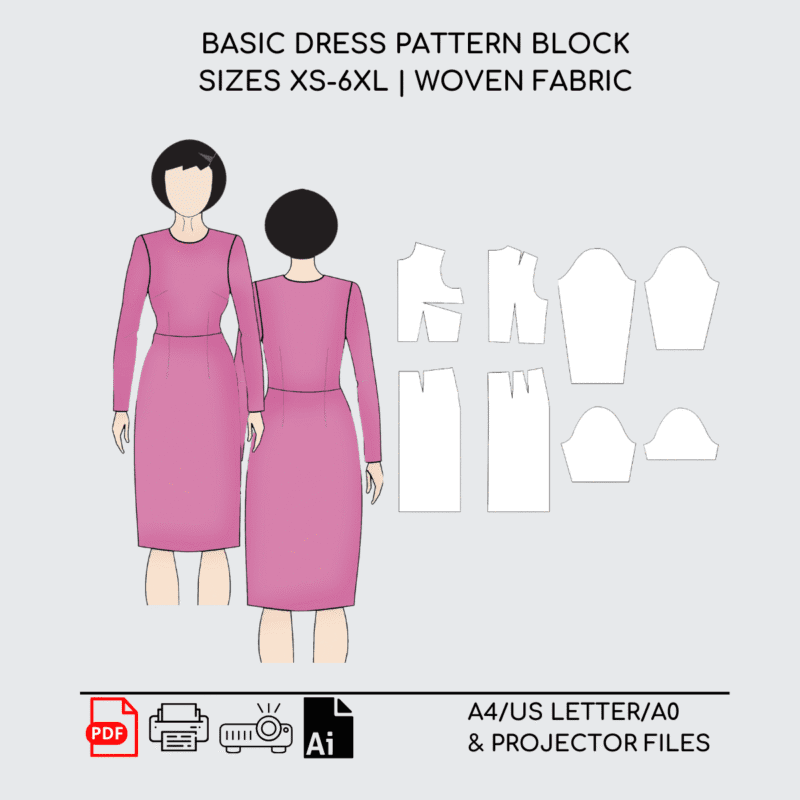 Basic Dress Sewing Pattern Block | XS-6XL