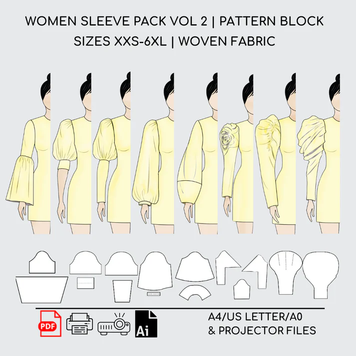 Sleeve Sewing Pattern Pack Vol 2 | Sizes XXS-6XL