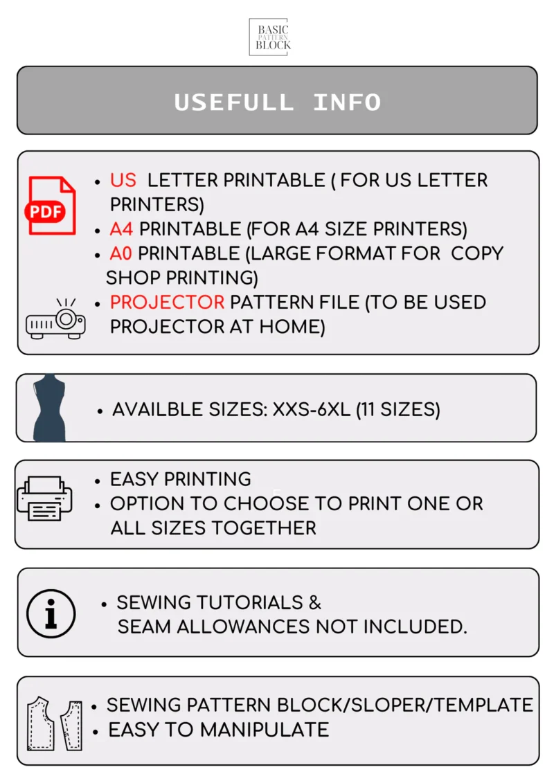 Shirt Sleeve & Cuff Sewing Pattern Block | Sizes XXS-6XL - Image 8