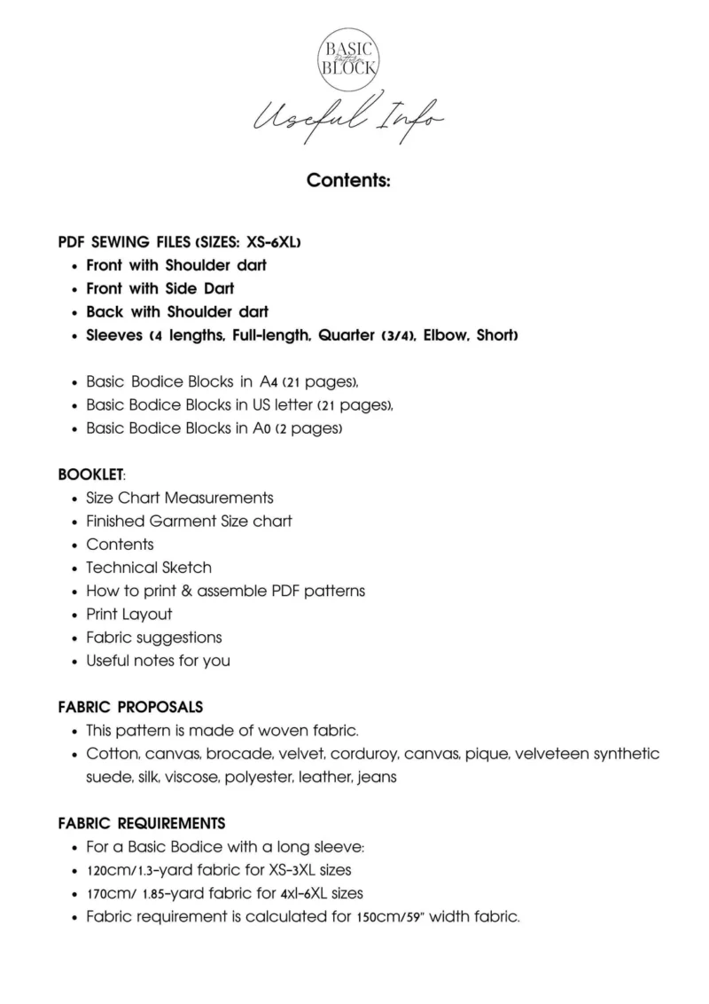 Women's Basic Bodice / Torso Pattern Block XS-6XL - Image 7