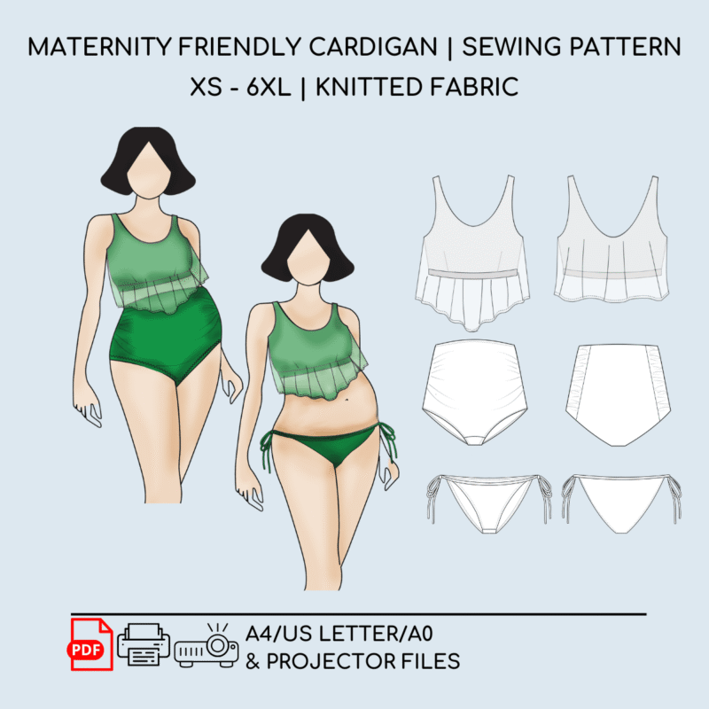 Maternity Swimwear Sewing Pattern | Tankini & Bikini Designs | XS-6XL