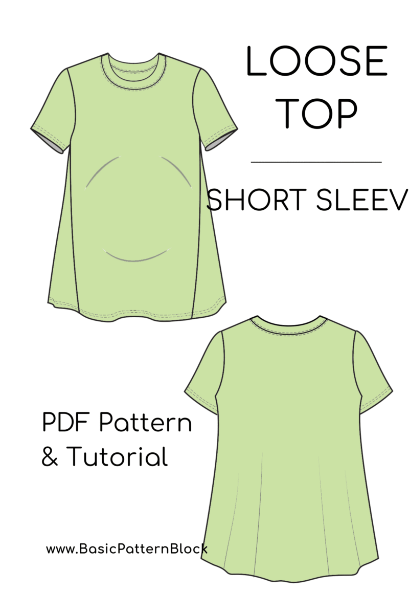 Maternity Pregnancy Sweatshirt Sewing Pattern | Loose Pullover Top | Relaxed fit Blouse | Longsleeve,Short Sleeve,Sleeveless | Sizes XS-6XL - Basic Pattern Block