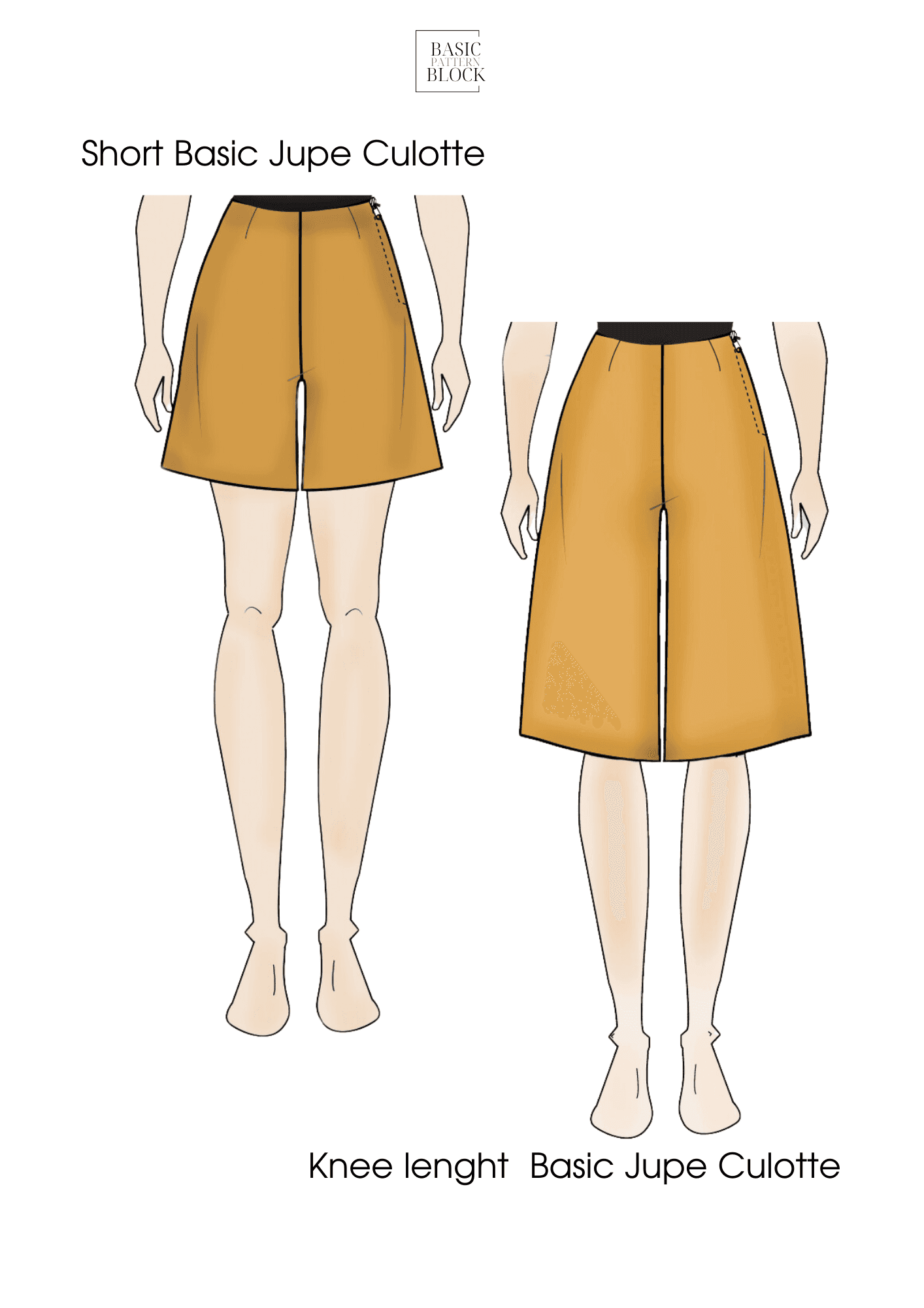 PDF Jupe Culottes Sewing Pattern Block/Sloper | High Waist Palazzo Pattern | Wide Leg Trousers Pattern | High Rise Skirted Pants Sewing - Basic Pattern Block