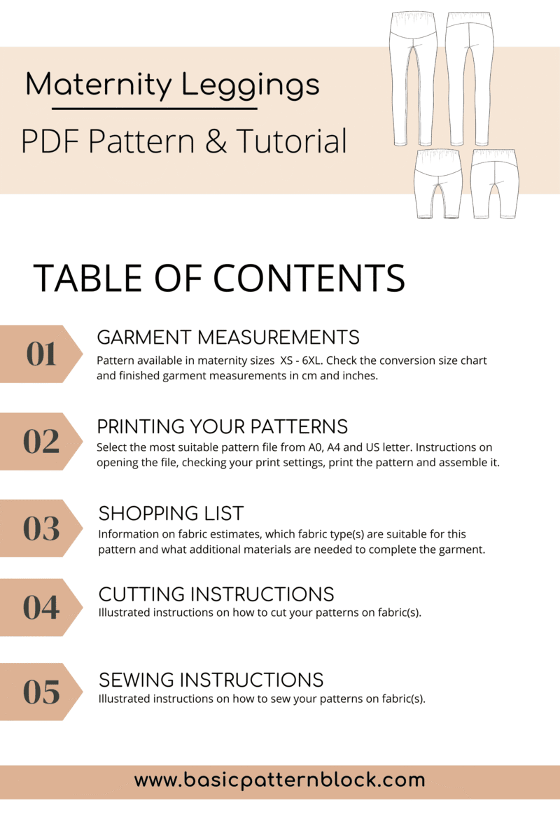 Maternity Pregnancy Pdf Leggings Sewing Pattern | Pregnancy Leggings | Maternity Patterns | Patterns for pregnancy | Ambitious Elle Patterns - Basic Pattern Block