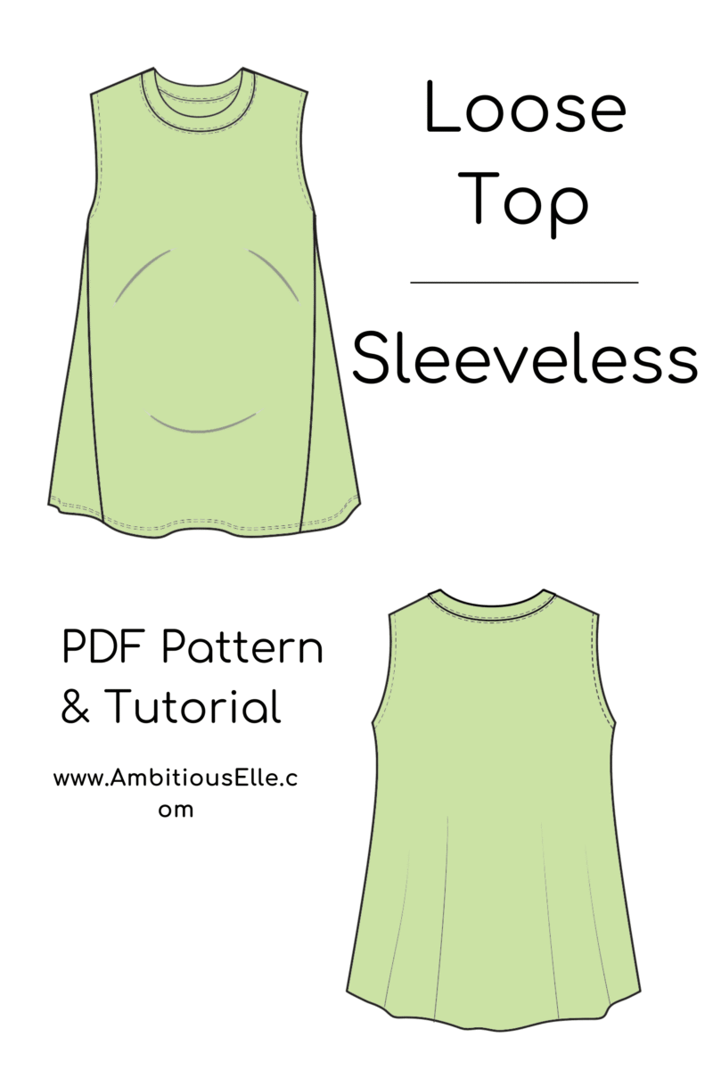 Maternity Pregnancy Sweatshirt Sewing Pattern | Loose Pullover Top | Relaxed fit Blouse | Longsleeve,Short Sleeve,Sleeveless | Sizes XS-6XL - Basic Pattern Block