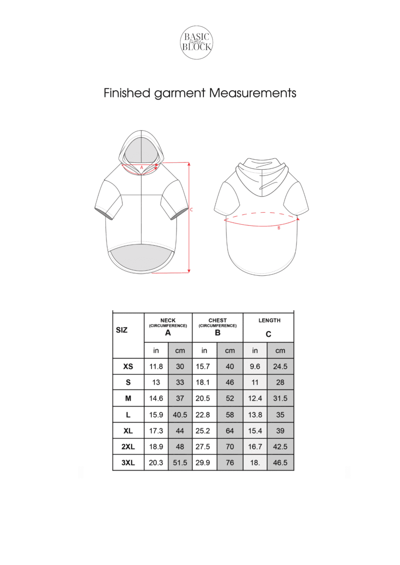 Dog Hoodie | Sewing Pattern | XS-3XL | Knitted - Basic Pattern Block