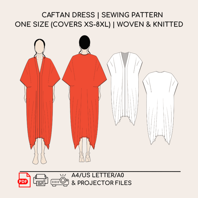 Caftan Dress Sewing Pattern | Woven & Knitted | ONE SIZE