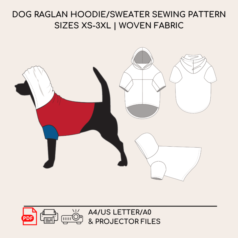 Dog Hoodie | Sewing Pattern | XS-3XL | Knitted