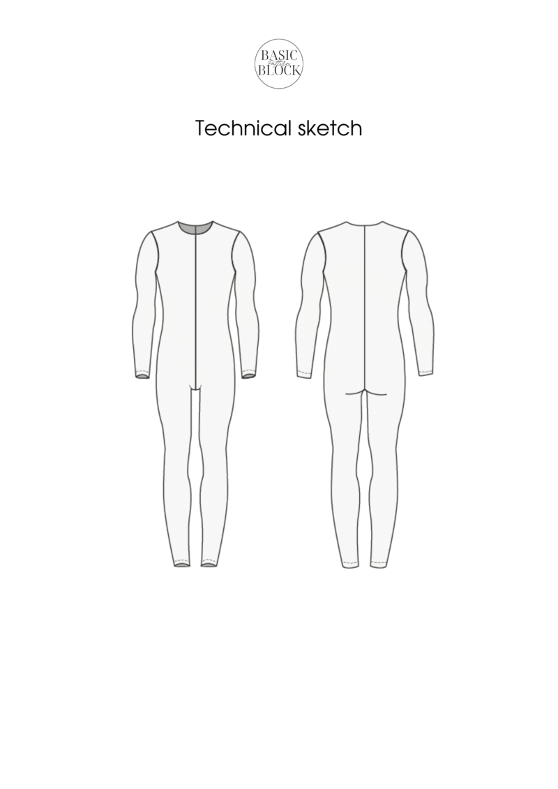 Men Catsuit Pattern | Sewing Pattern Block | Knitted | XXS-6XL - Basic Pattern Block