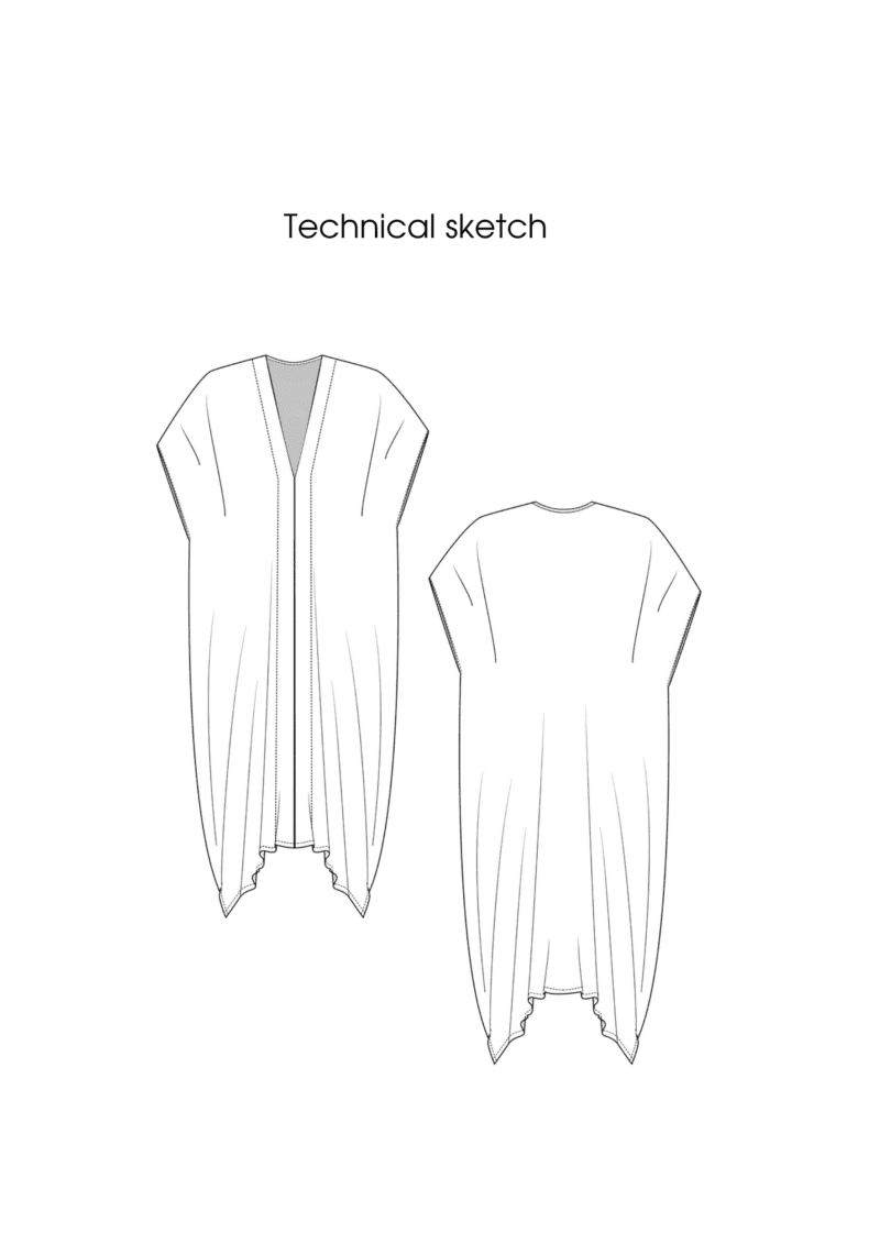 Caftan Dress Sewing Pattern | Woven & Knitted | ONE SIZE - Basic Pattern Block