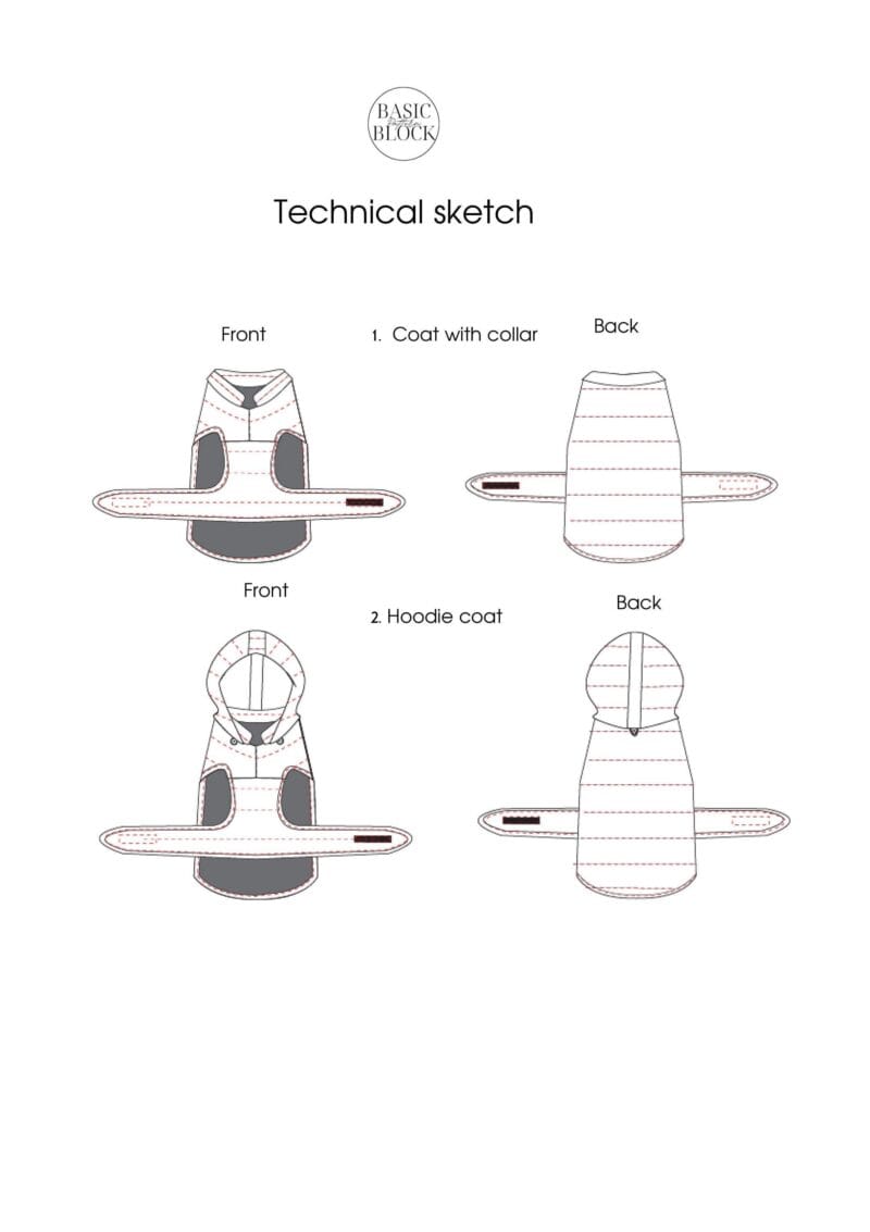 Dog Quilted Coat | Raincoat | Sewing Pattern | XS-3XL | Woven - Basic Pattern Block