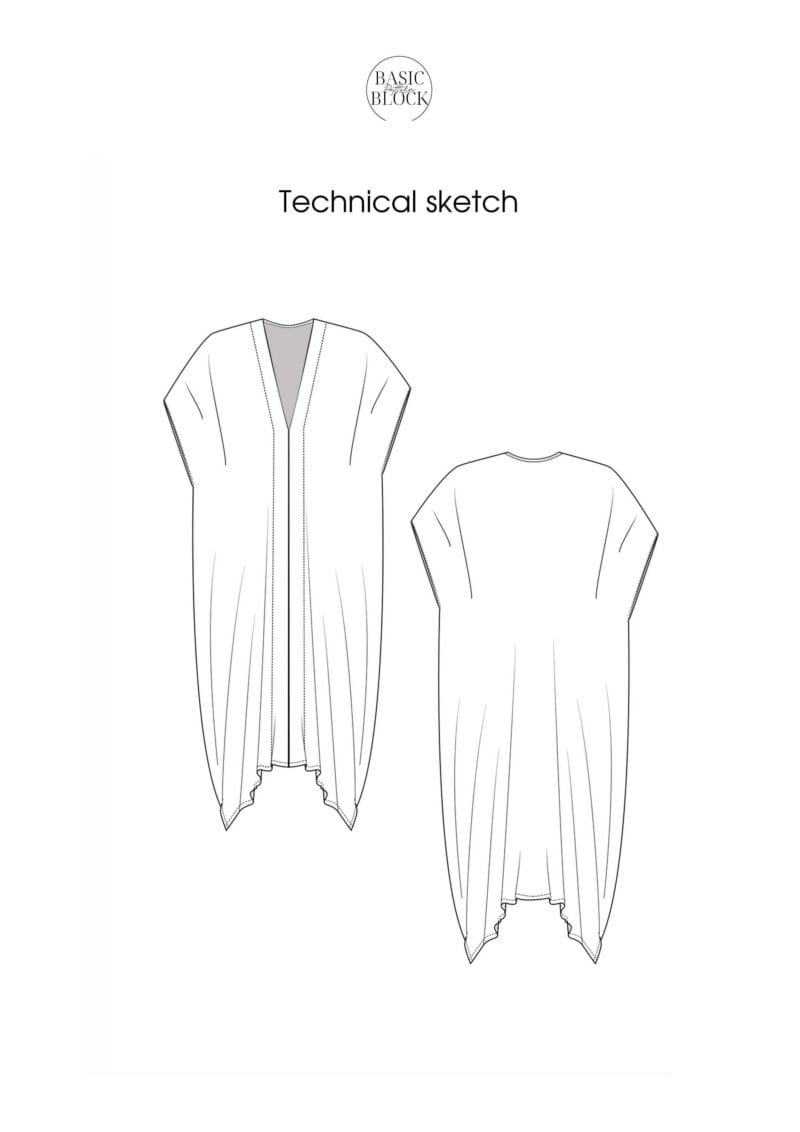 Caftan Dress Sewing Pattern | Woven & Knitted | ONE SIZE - Basic Pattern Block