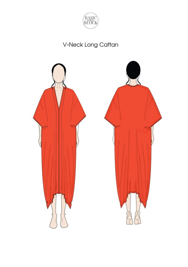 Caftan Dress Sewing Pattern | Woven & Knitted | ONE SIZE - Basic Pattern Block