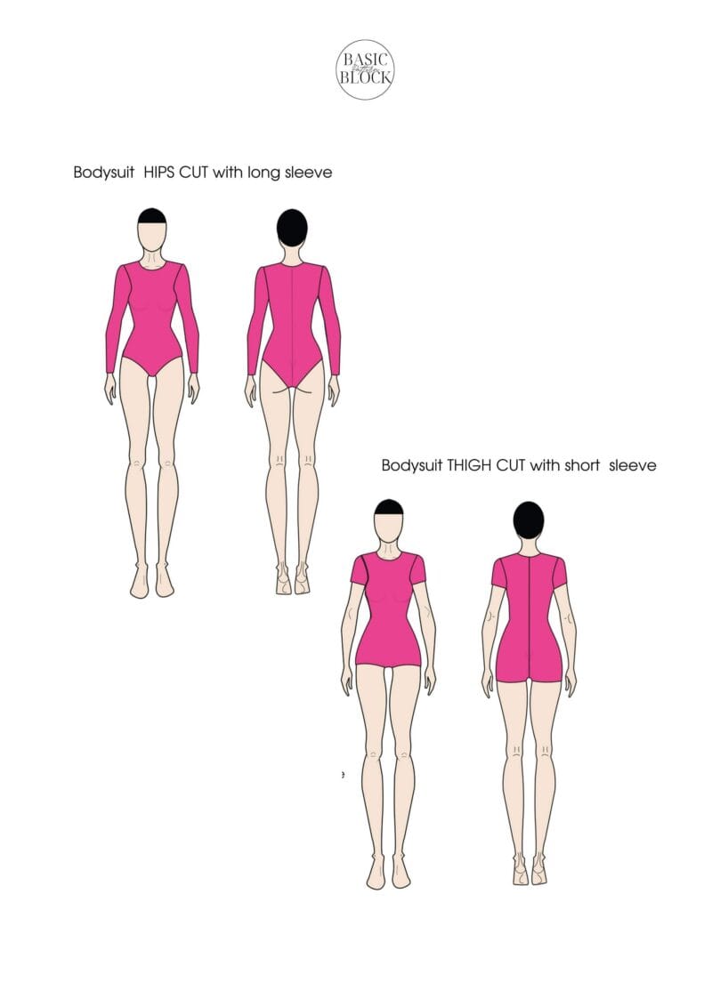 Bodysuit | Longsleeve & Short Sleeve | Sewing Pattern Block | Knitted | XXS-6XL - Basic Pattern Block